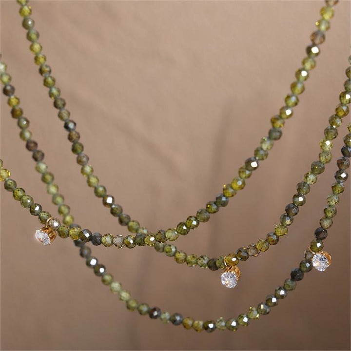 Collana con ciondolo di perline in avventurina verde smeraldo e peridoto Olivenorma 