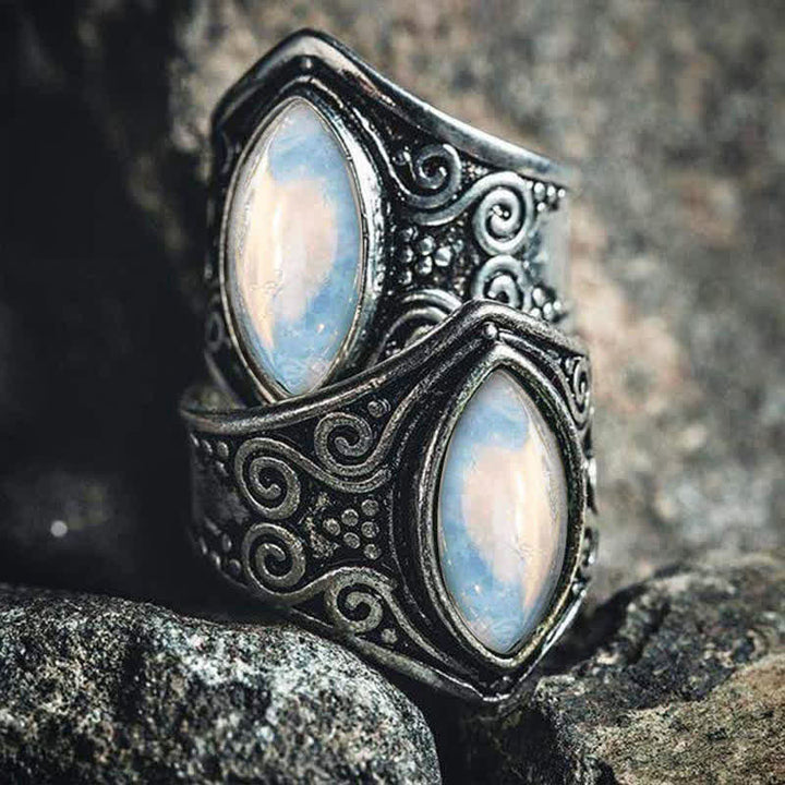 Anello di protezione curativa in pietra di luna Olivenorma