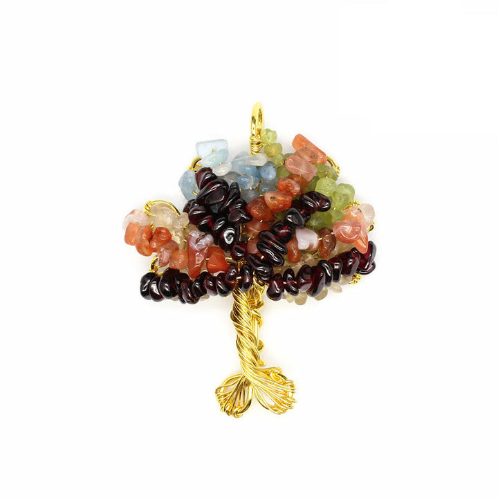 Olivenorma Cristallo Ghiaia Chakra Albero della vita Collana pendente 