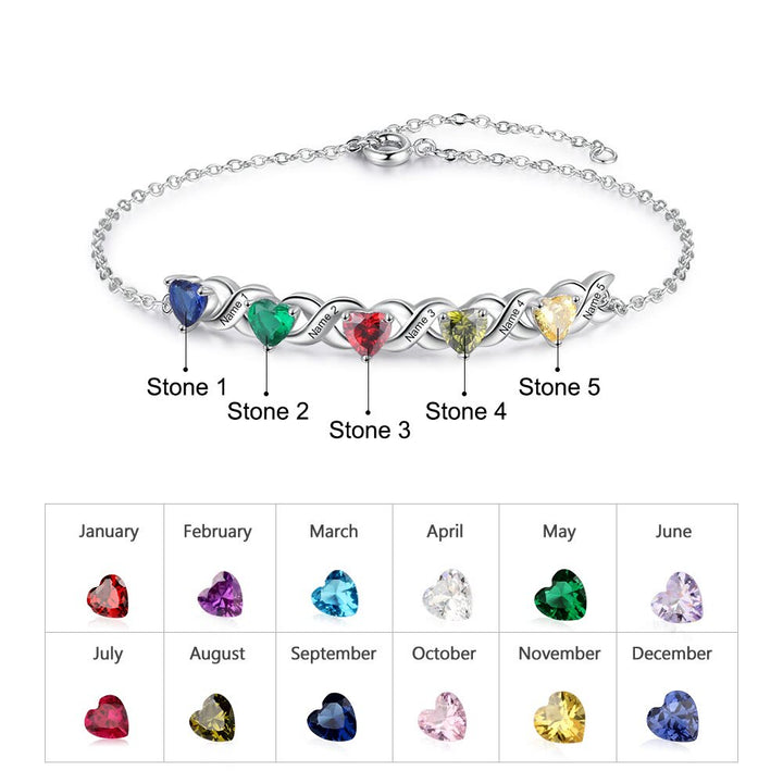 Olivenorma Bracciale personalizzato con pietra portafortuna della mamma inciso