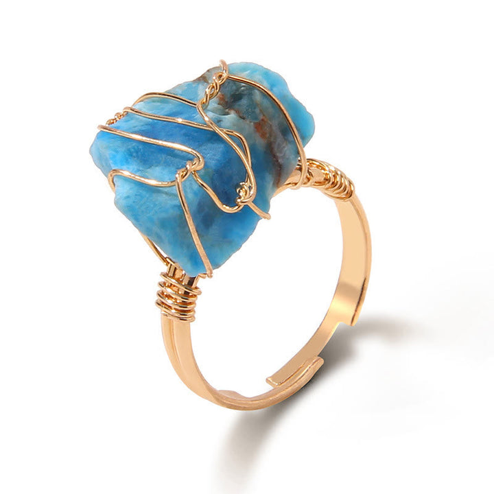 Anello con pietra preziosa naturale irregolare e ruvida Olivenorma