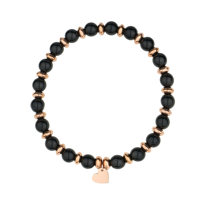 Bracciale con ciondolo a forma di cuore in metallo con perline di cristallo naturale Olivenorma 