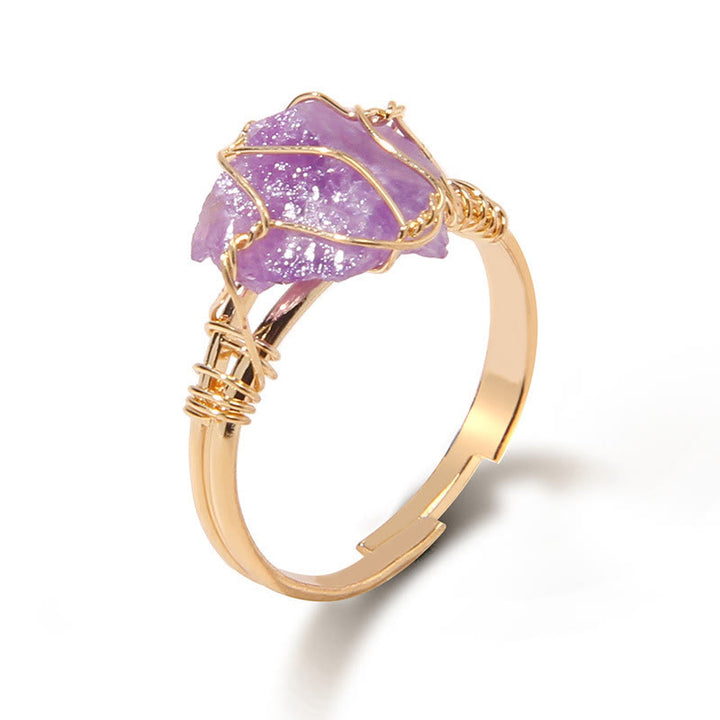 Anello con pietra preziosa naturale irregolare e ruvida Olivenorma