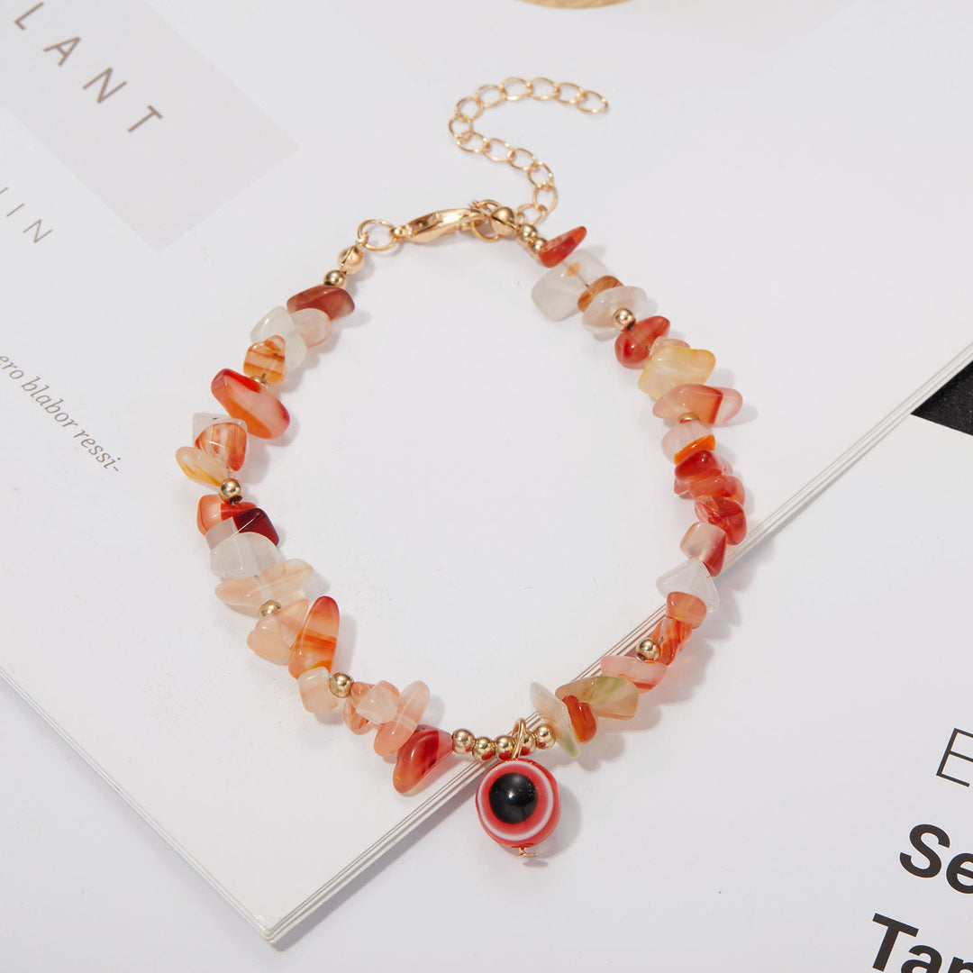 Braccialetto con ciondolo in ghiaia di cristallo naturale Olivenorma contro il malocchio 