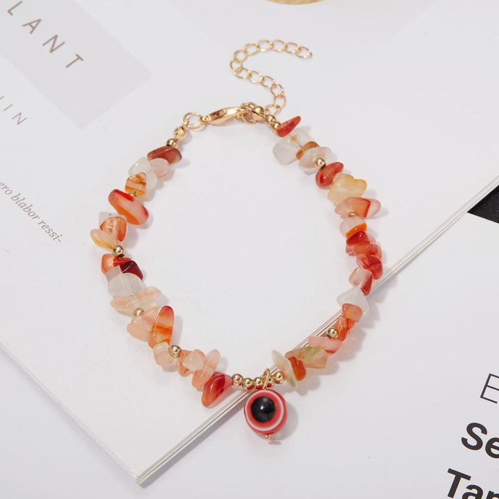 Braccialetto con ciondolo in ghiaia di cristallo naturale Olivenorma contro il malocchio 