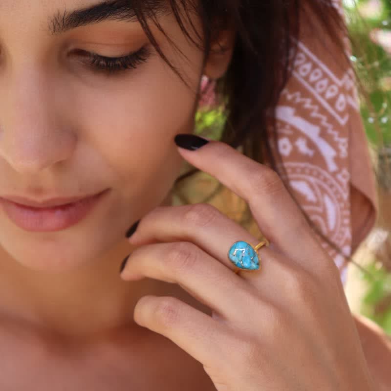 Anello a goccia in rame turchese Olivenorma