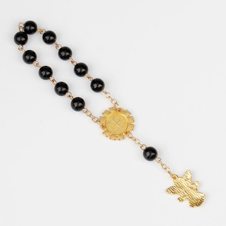Olivenorma 8mm Angelo d'oro Cristianesimo Ciondolo Rosario Braccialetto di Perline 