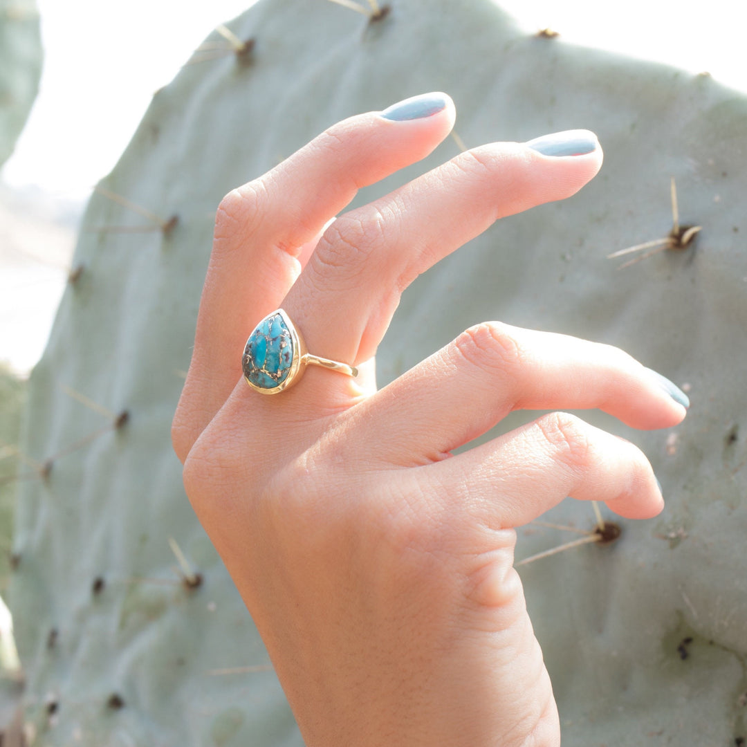 Anello a goccia in rame turchese Olivenorma