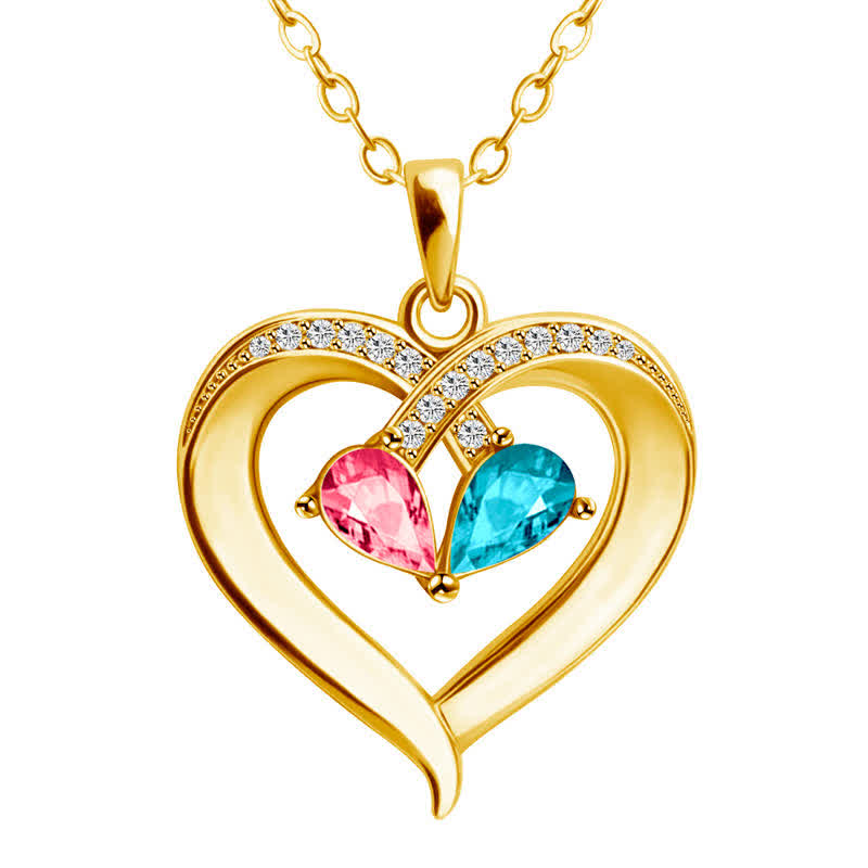 Collana personalizzata e incisa con pietre portafortuna a forma di cuore Olivenorma