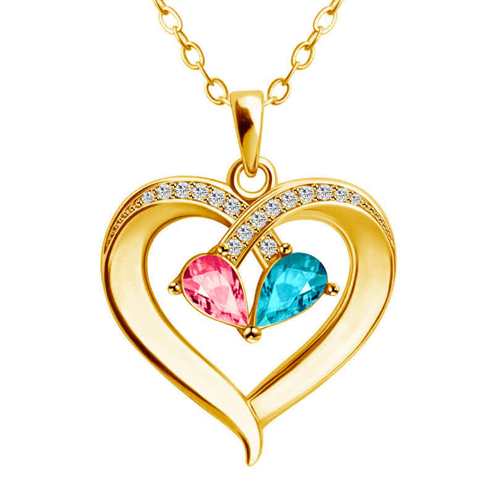 Collana personalizzata e incisa con pietre portafortuna a forma di cuore Olivenorma