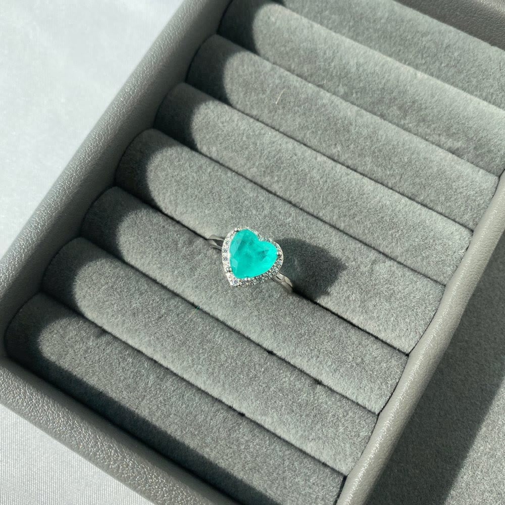 Anello squisito con tormalina Paraiba a forma di cuore Olivenorma