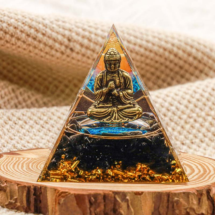 Olivenorma Ossidiana Buddha Protezione Piramide Orgonica 