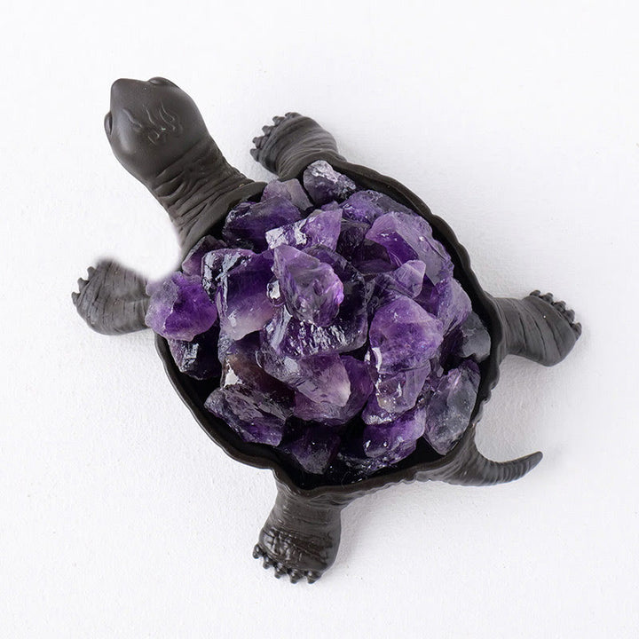 Olivenorma Natural Crystal Cluster Turtle Ornament Lampada Decorazione con pietre preziose
