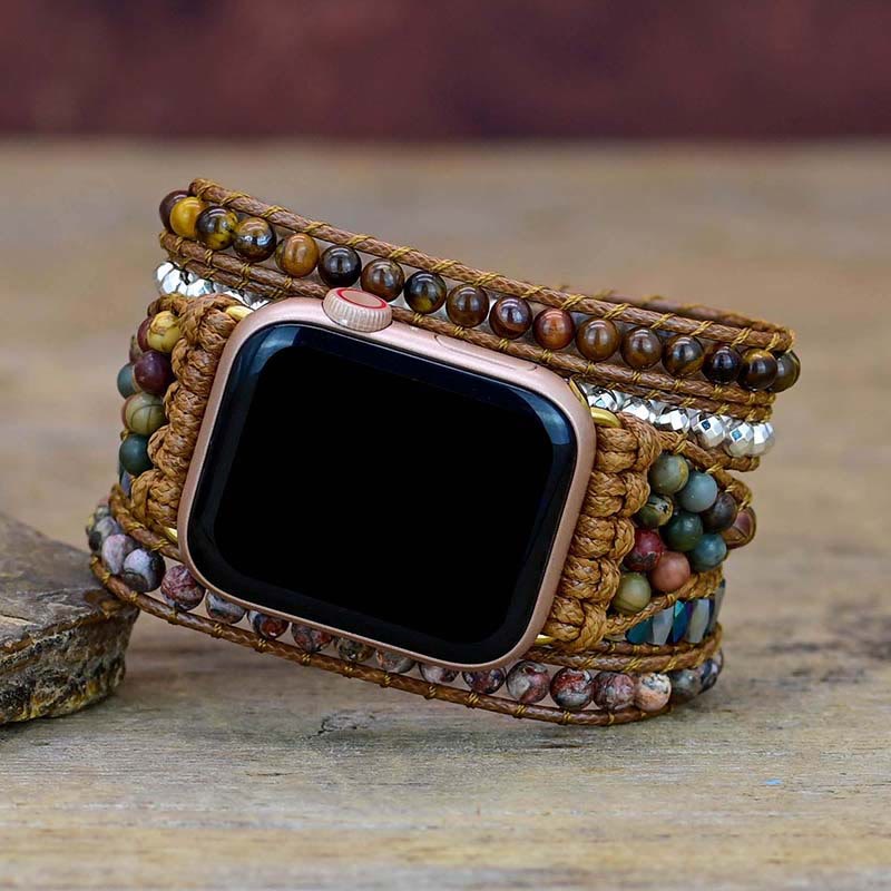 Cinturino avvolgente per Apple Watch Olivenorma Tiger Eye India Agate