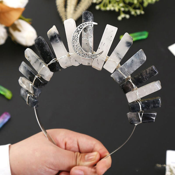 Olivenorma Corona di cristallo a forma di tubo piatto con stella luna tridimensionale