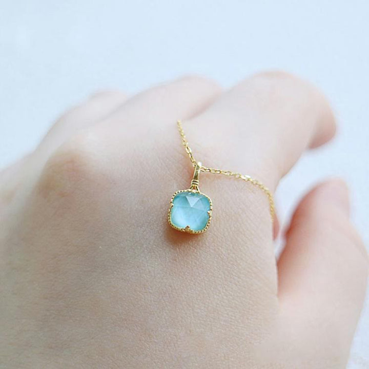 Collana Olivenorma con acquamarina sfaccettata quadrata 
