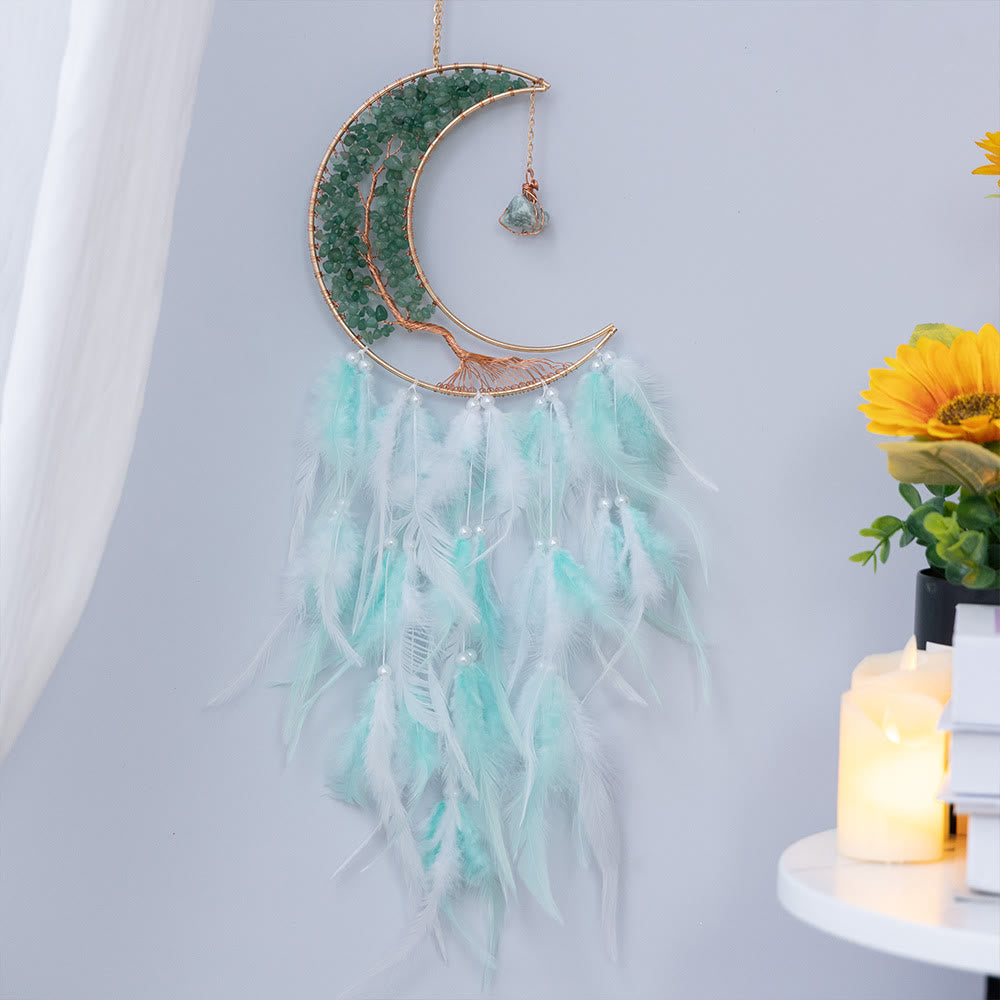 Olivenorma Ghiaia naturale intrecciata Albero della vita Luna Dream Catcher