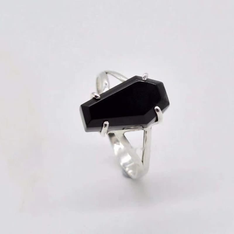 Anello a bara in onice nero Olivenorma