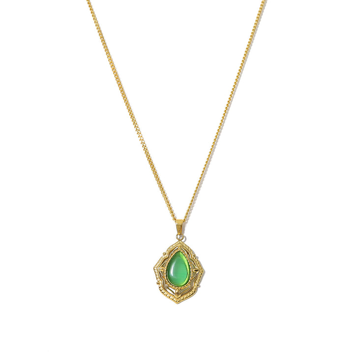 Collana con ciondolo ovale turchese africano verde Olivenorma 