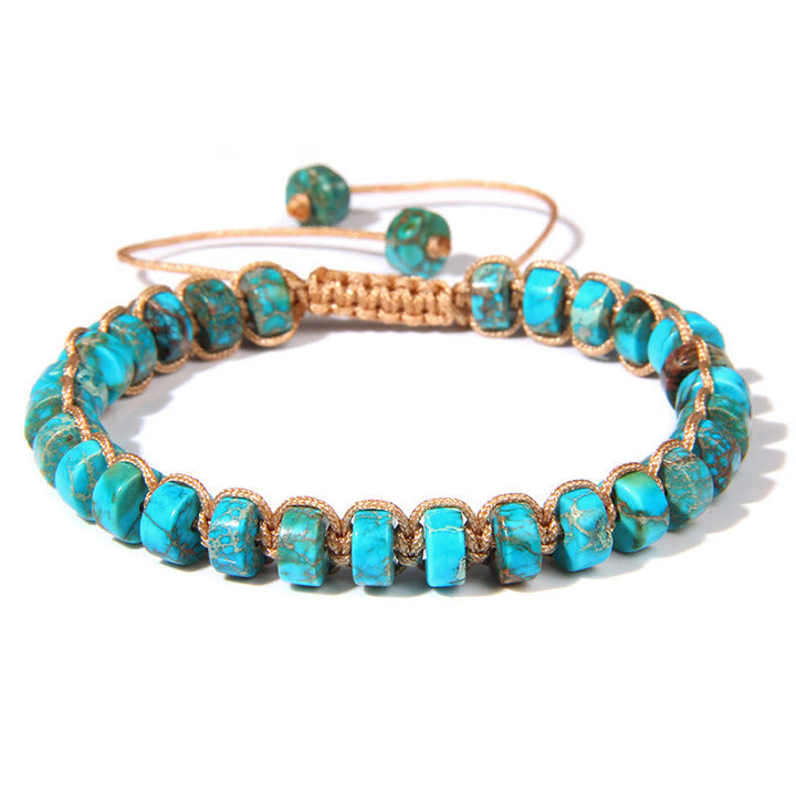 Bracciale intrecciato con perline di pietra naturale Olivenorma 