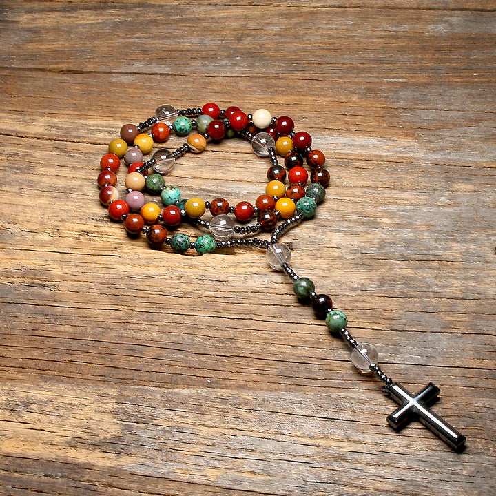 Olivenorma Natural Mookaite Perline Rosario Mala Collane