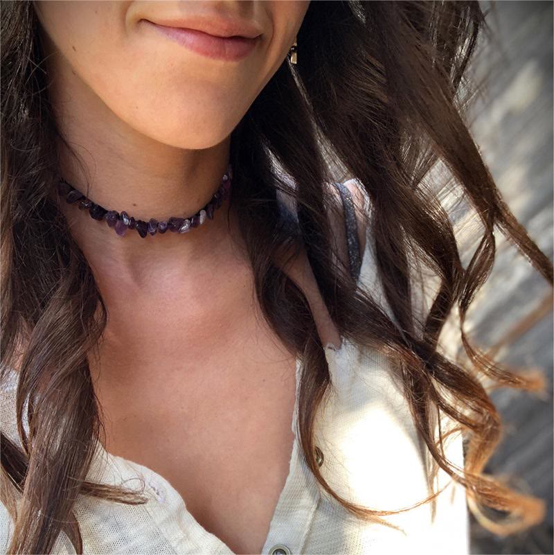 Collana con pietra di cristallo lucidata di forma irregolare Olivenorma