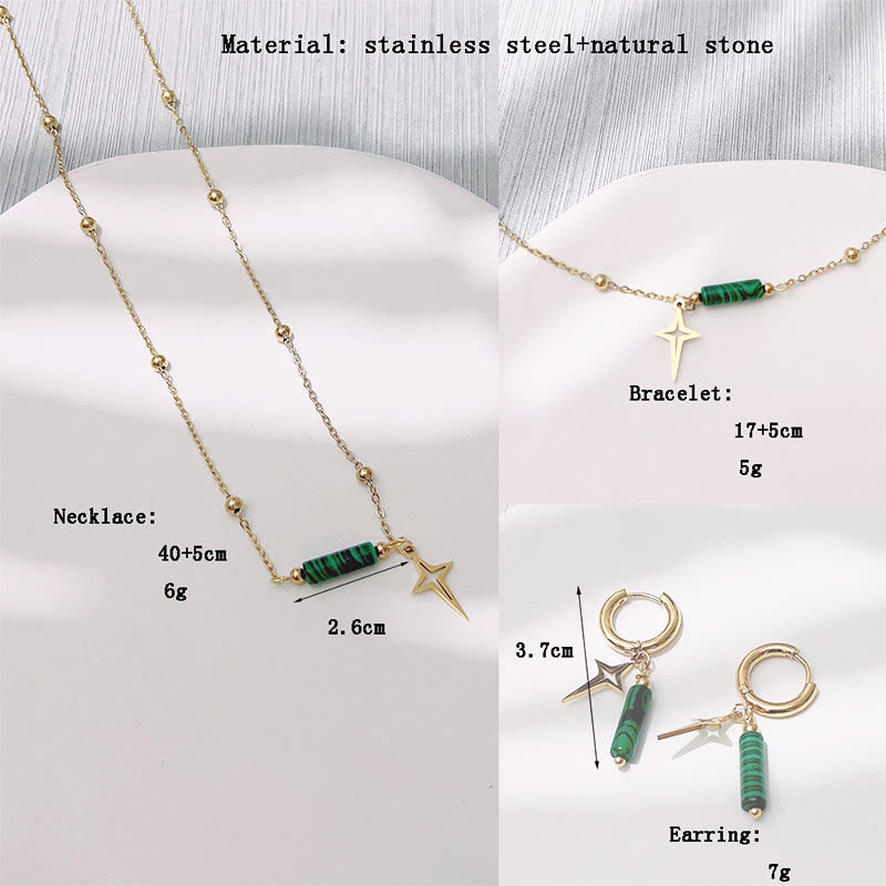 Olivenorma Natural Malachite Star Pendant Orecchini Collana Bracciale