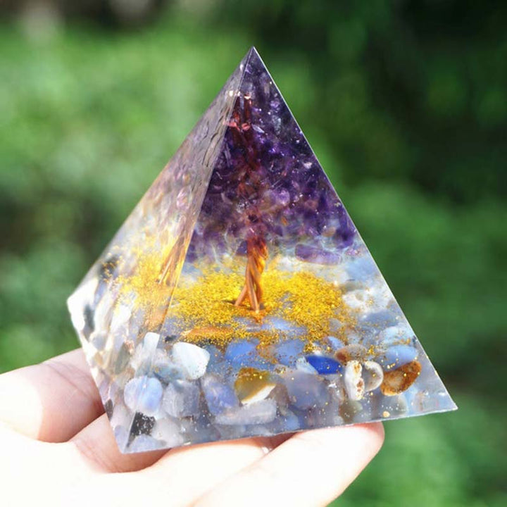 Olivenorma Ametista Pizzo Blu Agata Albero della Vita Piramide Orgonica 