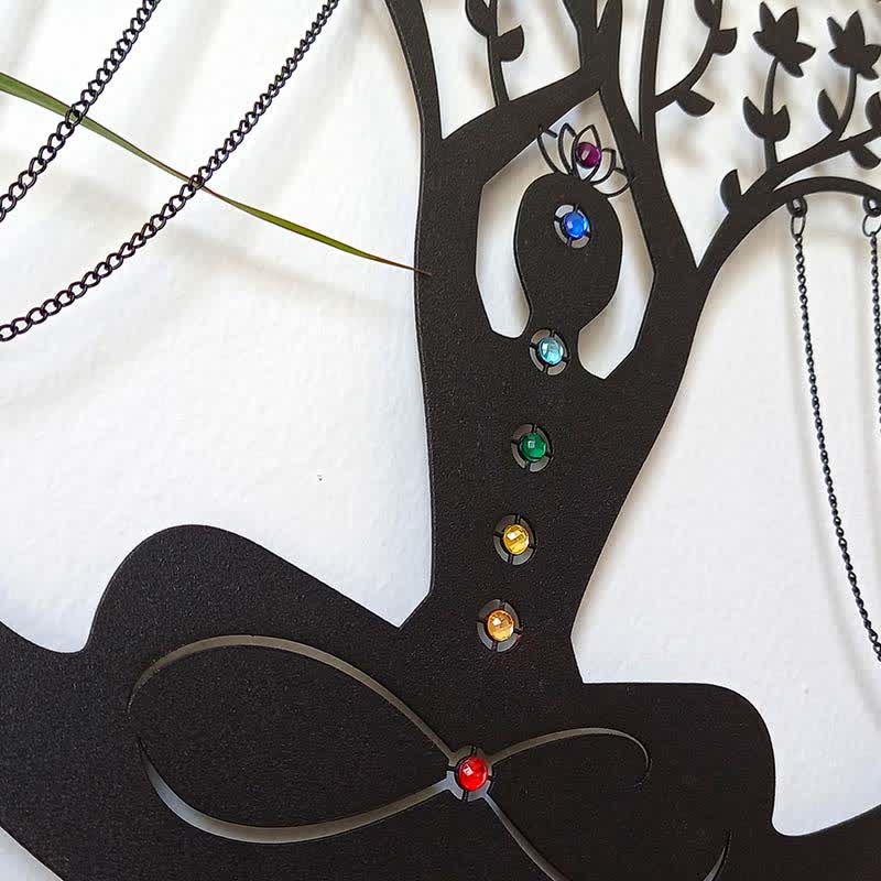 Olivenorma Albero della vita Decorazione da parete in metallo con chakra del loto