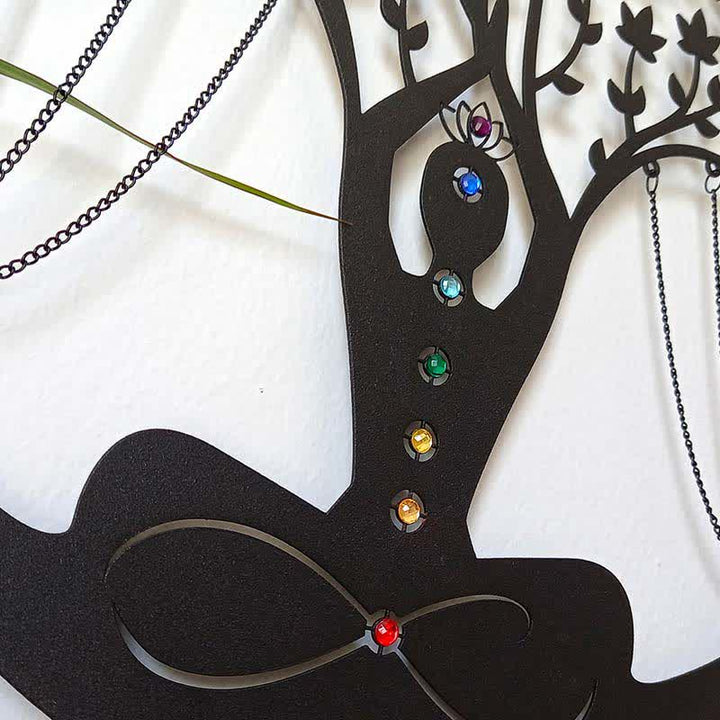 Olivenorma Albero della vita Decorazione da parete in metallo con chakra del loto