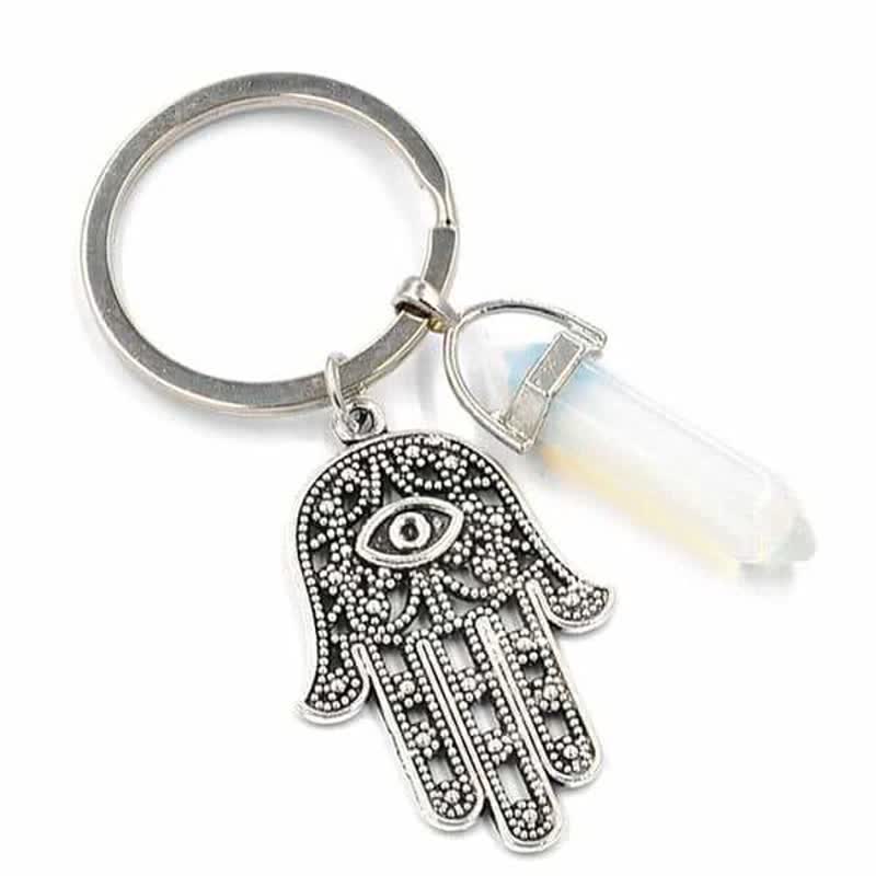 Olivenorma Portachiavi in cristallo con mano di Hamsa ispiratrice