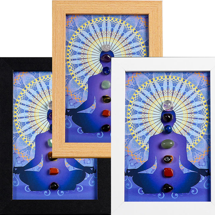 Olivenorma Yoga Meditazione Postura Chakra Pietra Cornice Foto Decorazione 