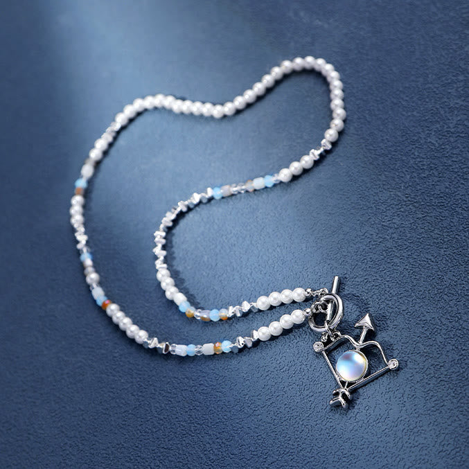 Collana in lega con ciondolo zodiacale in pietra di luna Olivenorma 