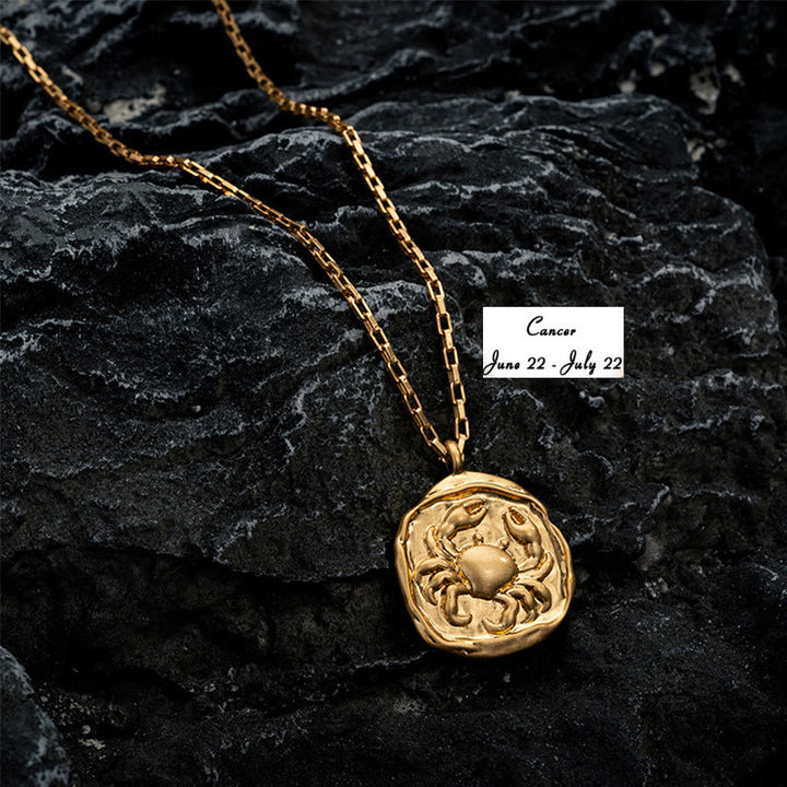 Collana Olivenorma Zodiac in acciaio al titanio placcato oro 18k