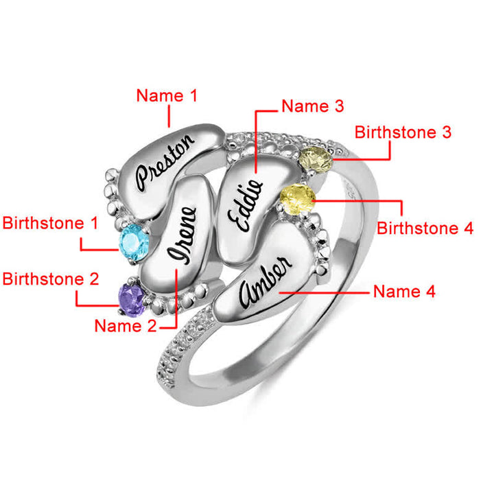 Olivenorma Anello creativo con pietre portafortuna incise sui piedi del bambino
