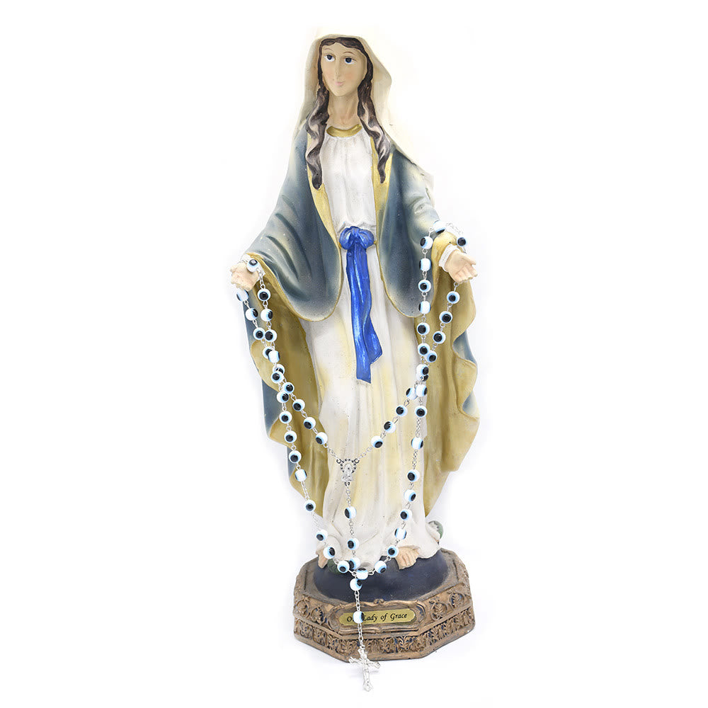 Collana rosario con ciondolo a croce con occhio maligno nero e bianco Olivenorma