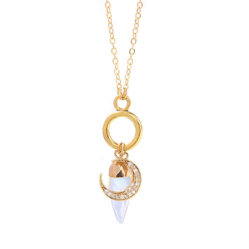 Collana con ciondolo a forma di luna con zirconi e cristalli di competizione Olivenorma