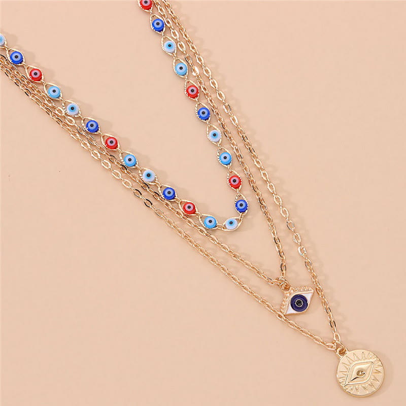 Collana multistrato con occhio malvagio in resina epossidica Olivenorma 