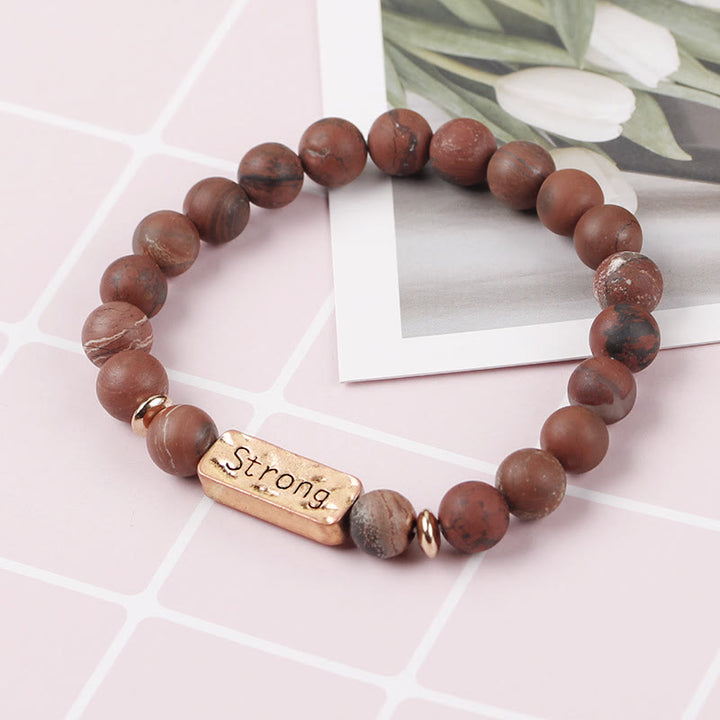 Bracciale con incisione forte in pietra preziosa naturale Olivenorma