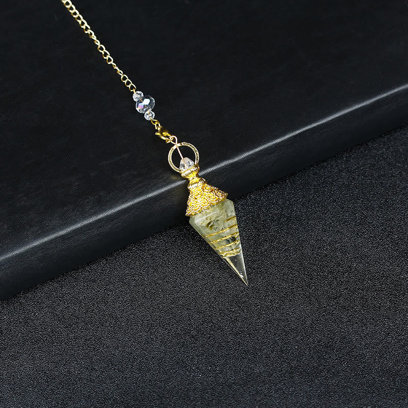 Olivenorma Pendolo a piramide esagonale in resina di cristallo naturale - Prehnite - image 25