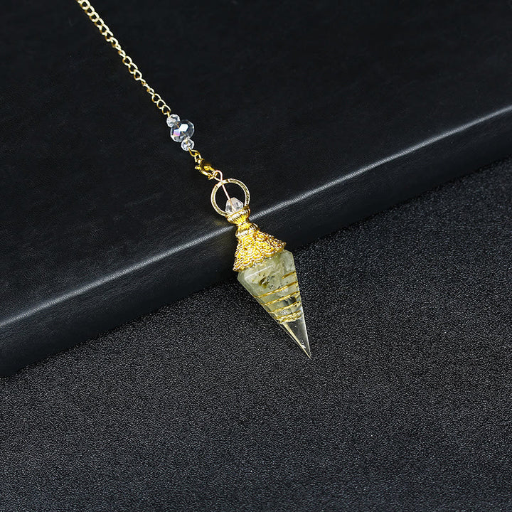 Olivenorma Pendolo a piramide esagonale in resina di cristallo naturale - Prehnite - image 25