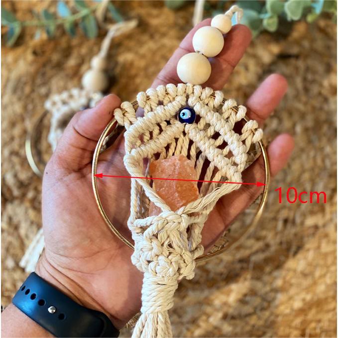 Ornamento pendente per auto intrecciato con occhio malvagio in quarzo rosa Olivenorma - Grande: 10cm - image 1