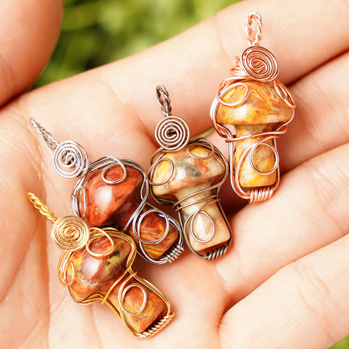 Collana con fungo in pietra curativa naturale Olivenorma