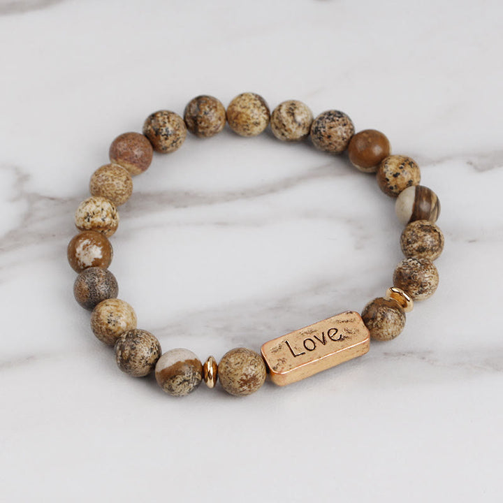Bracciale con potente incisione Love Natural Gemstone Olivenorma