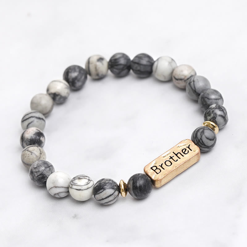 Bracciale con incisione Brother in pietra preziosa naturale Olivenorma