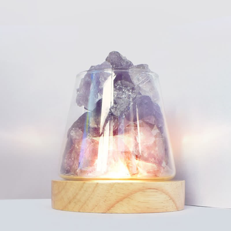 Olivenorma Calice di fuoco a forma di cristallo o lampada di sale rosa dell'Himalaya