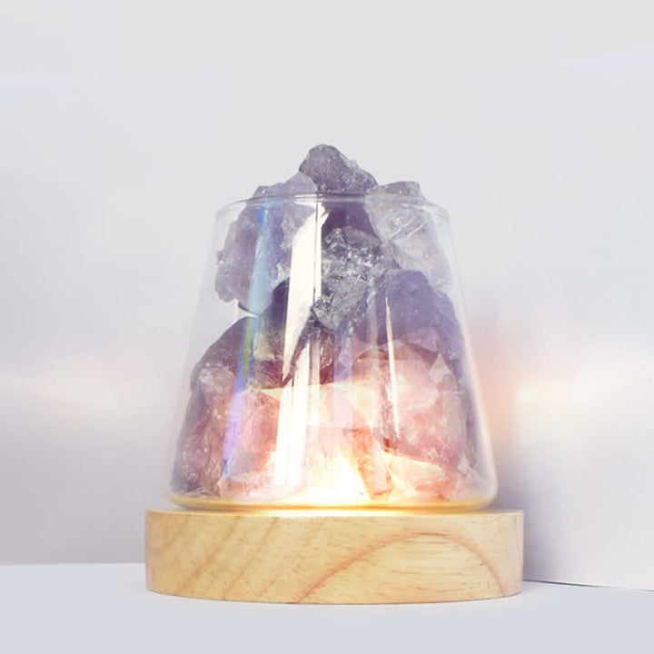 Olivenorma Calice di fuoco a forma di cristallo o lampada di sale rosa dell'Himalaya