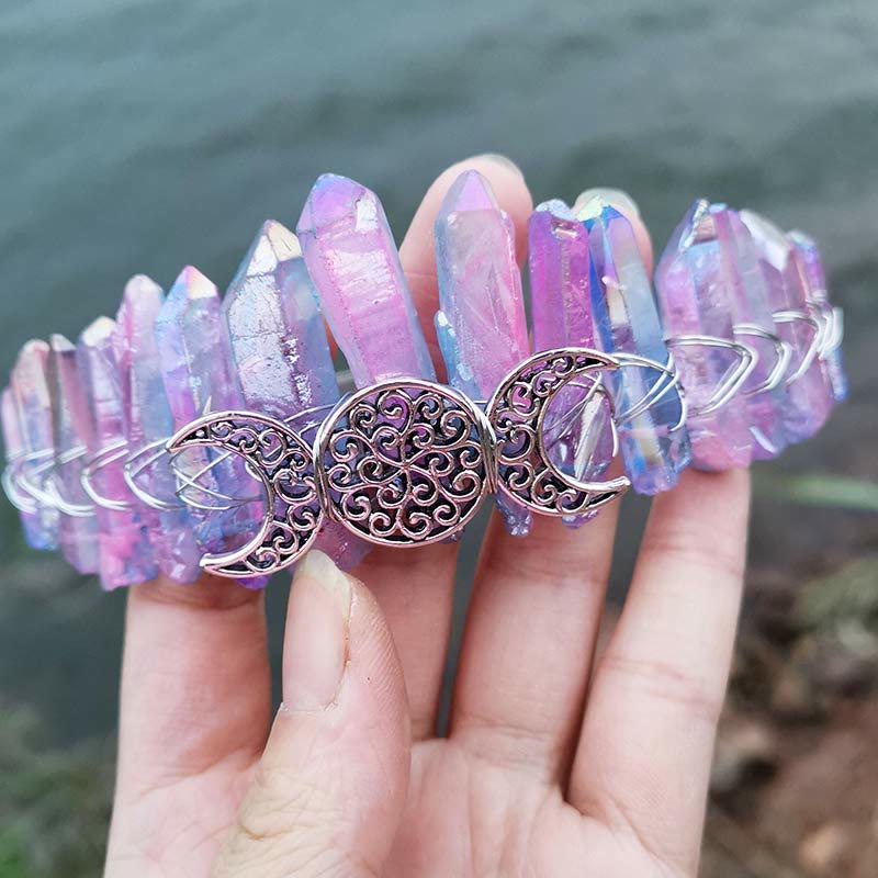 Corona di cristallo di luna fata di fluorite Olivenorma