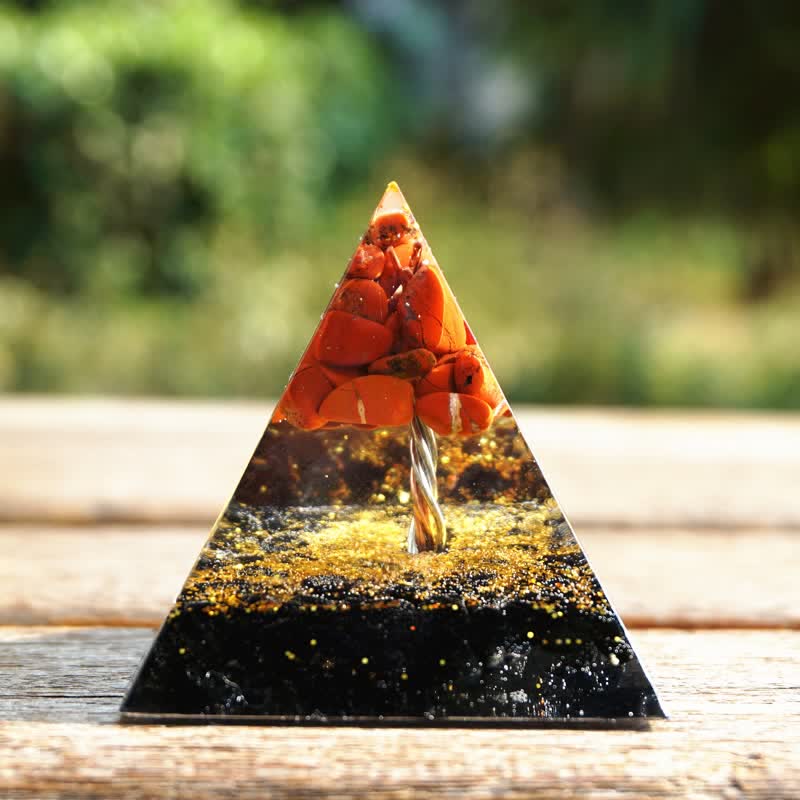 Olivenorma Diaspro Rosso Tormalina Nera Albero della Vita Piramide Orgonica 