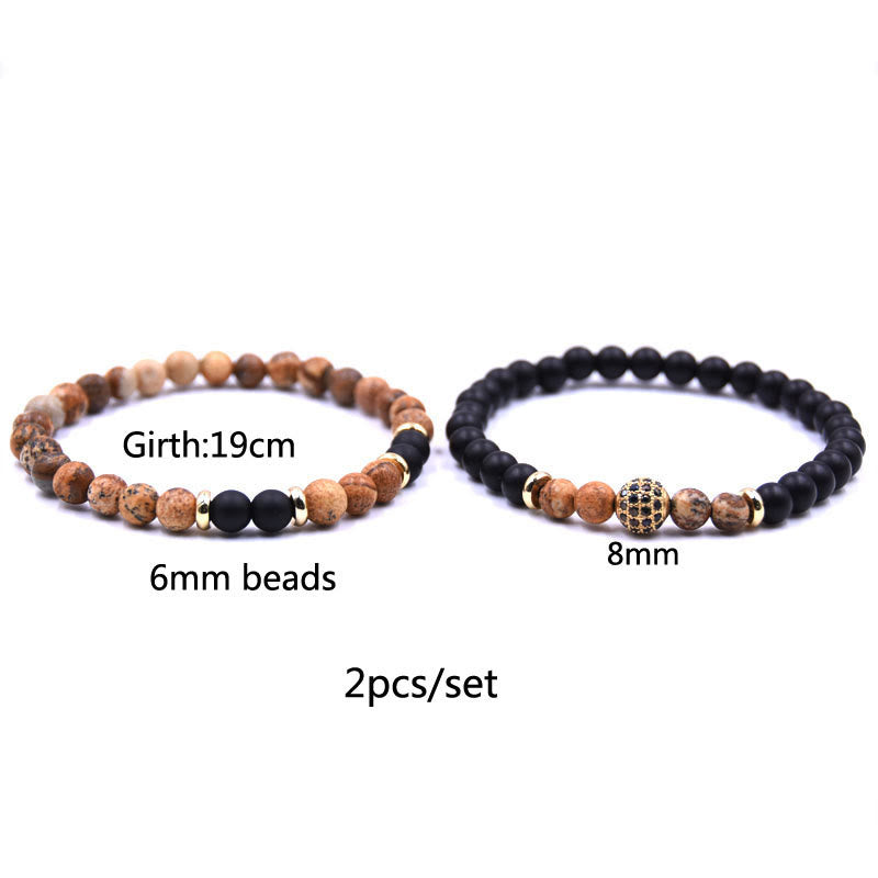 Bracciale da uomo con perline a due strati in cristallo naturale Olivenorma